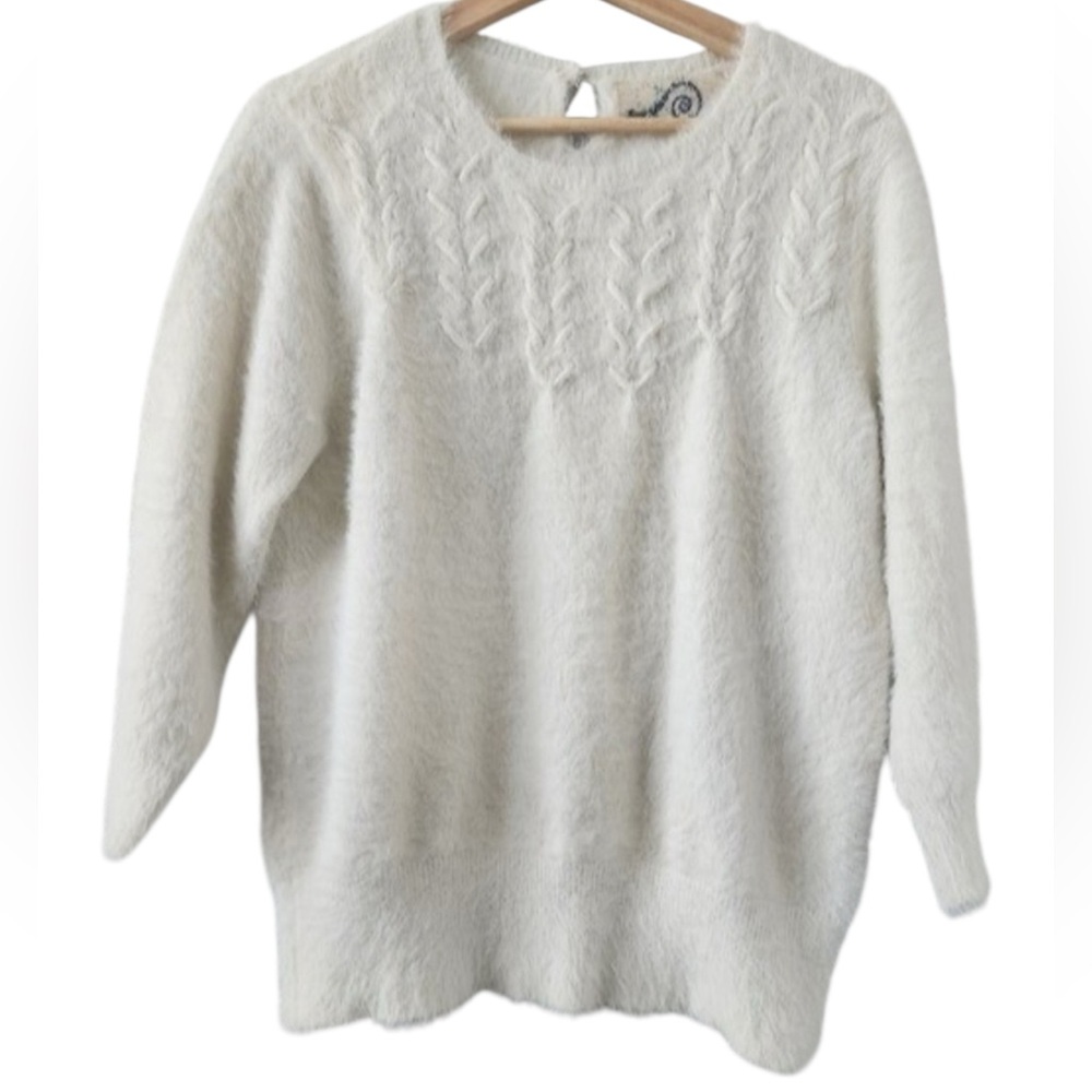 Anthropologie NWT Rosie Niera Aubade Pullover Fuzzy IVORY Sweater.Size Small - Picture 9 of 16